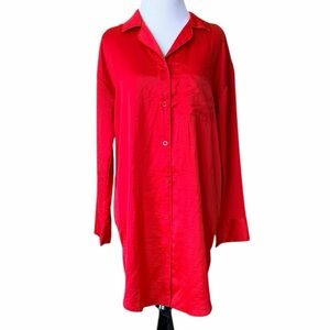 AUDEN Sleepwear Red Pajama Long Button Down